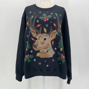 Jerzees Christmas Reindeer Black Sweatshirt